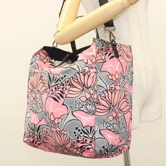 PRADA Tote Bag Nylon 2way Pink Silver Auth - Picture 1 of 16